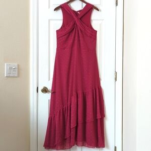 Soft Surroundings Sanna Sparkling Sleeveless Halter Neck Maxi Dress Sangria 10